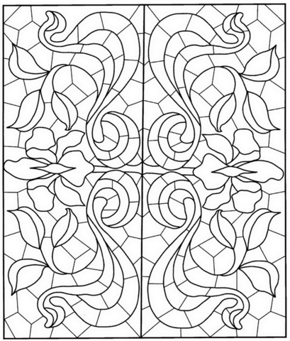 Square Mandala With Stained Glass Pattern Coloring Page